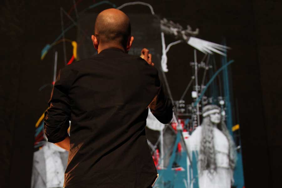 Graffiti numérique - Animation digitale pour événement culturel - Graffiti digital monumental - façade théâtre