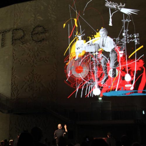 projection graffiti wall